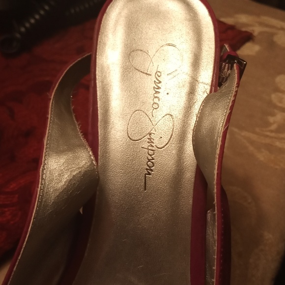 Jessica Simpson women heels, low platform like bottom raspberry color, 9 1/2 - Picture 2 of 8